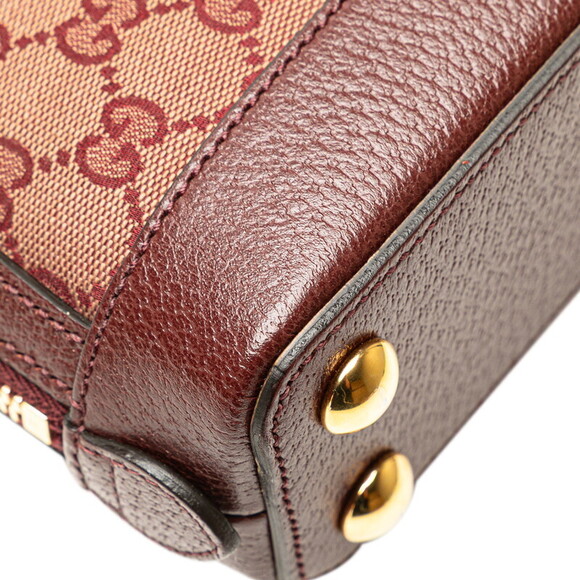 Gucci GG Canvas Horsebit Shoulder Bag Wine Red Navy Blue Leather - Picture 5 of 8